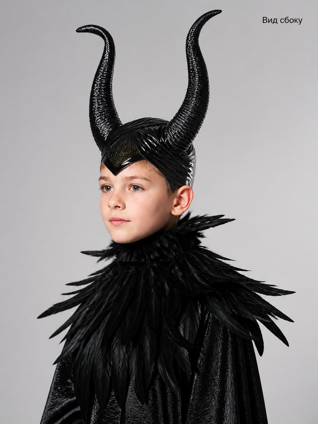 Halloween Carnival Headpiece with Horns and Feathers side view