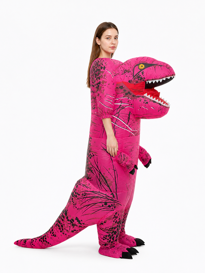 Pink Dinosaur Carnival Costume with a Long Tail side view