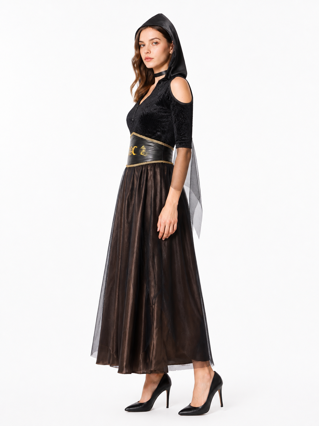 Hooded Cosplay Costume, Long Dress side view
