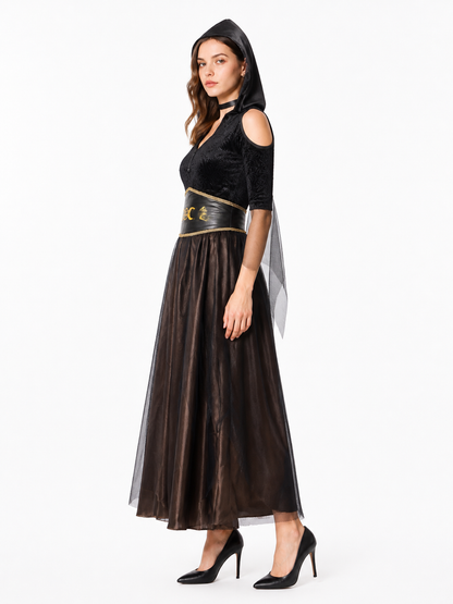 Hooded Cosplay Costume, Long Dress side view