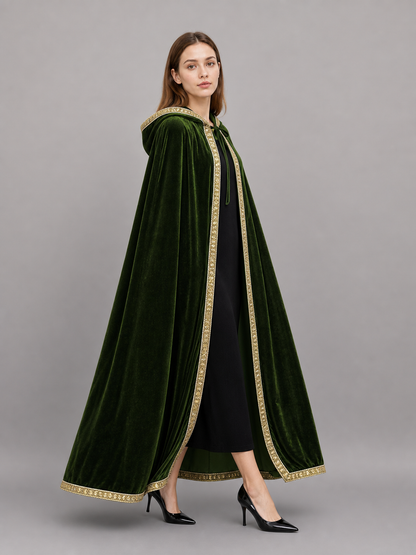 Green Medieval Hooded Costume Cloak