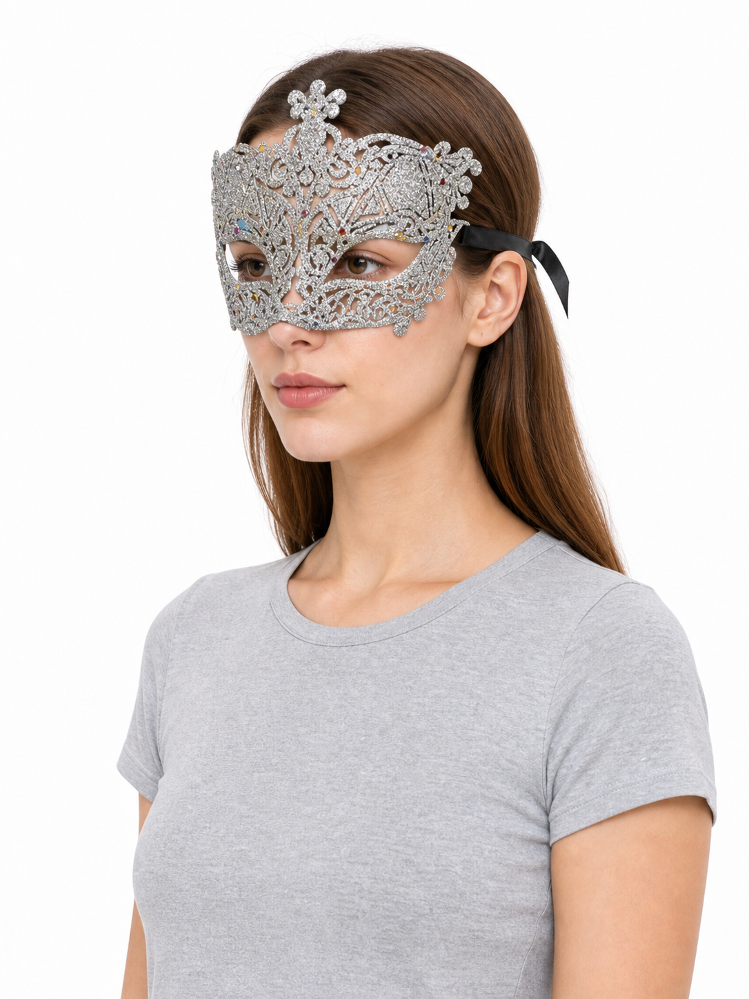 Carnival eye mask with silver glitter