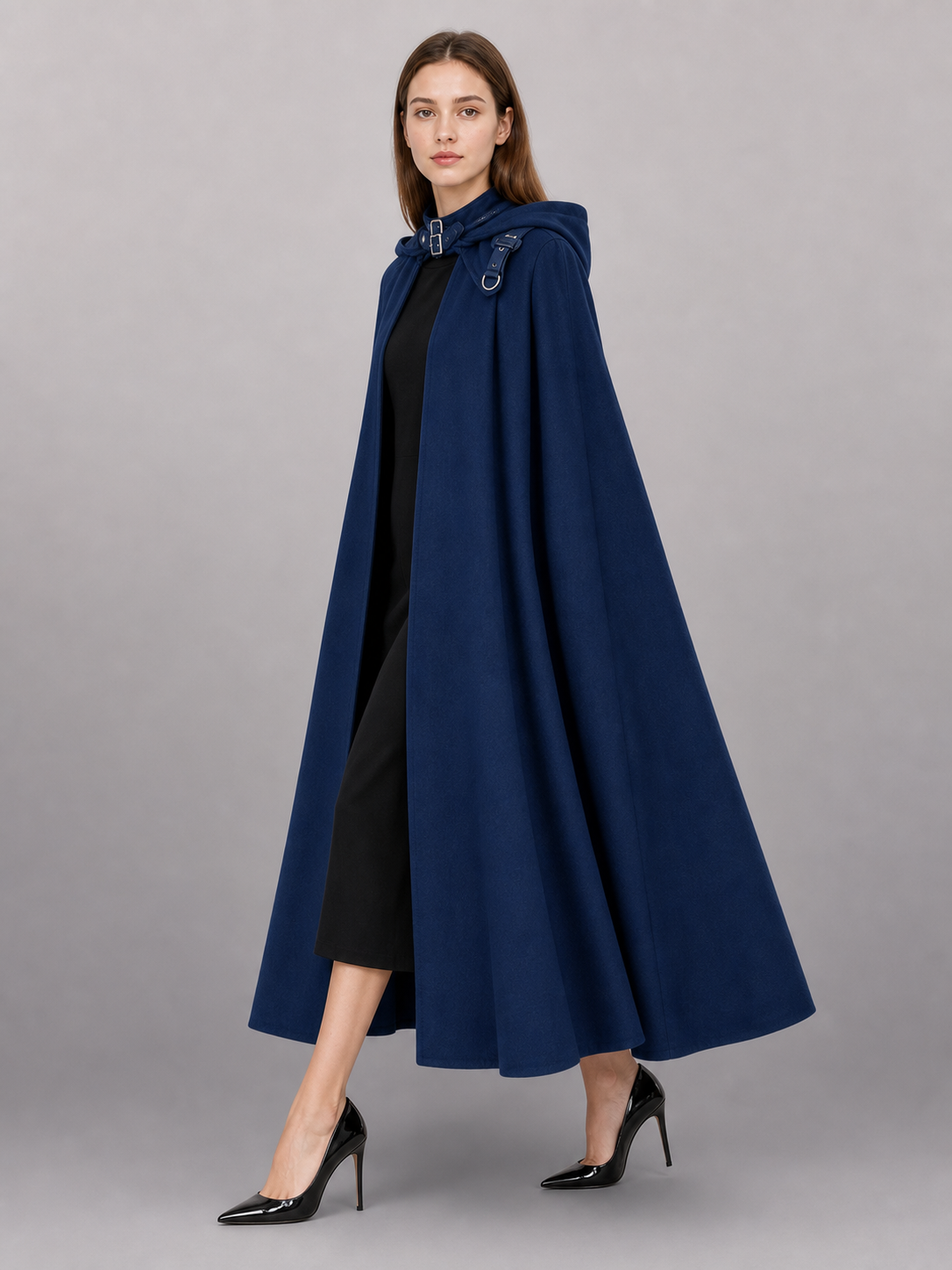 Dark Blue Hooded Costume Cloak