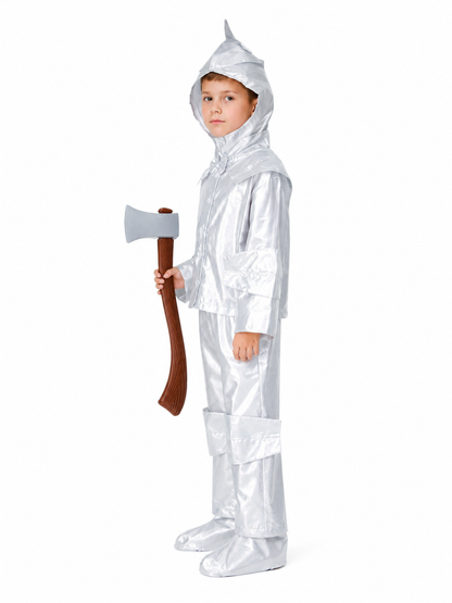 Hooded jumpsuit costume with full foot covers side view