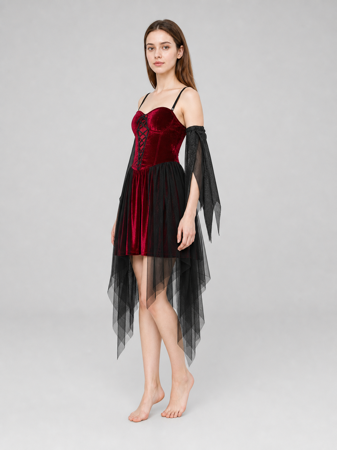 Halloween cosplay costume with wings and dress