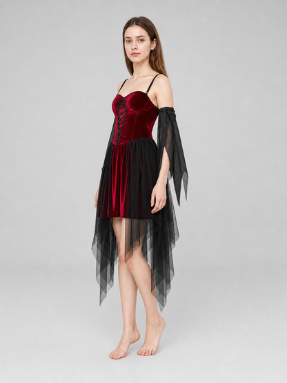 Halloween cosplay costume with wings and dress