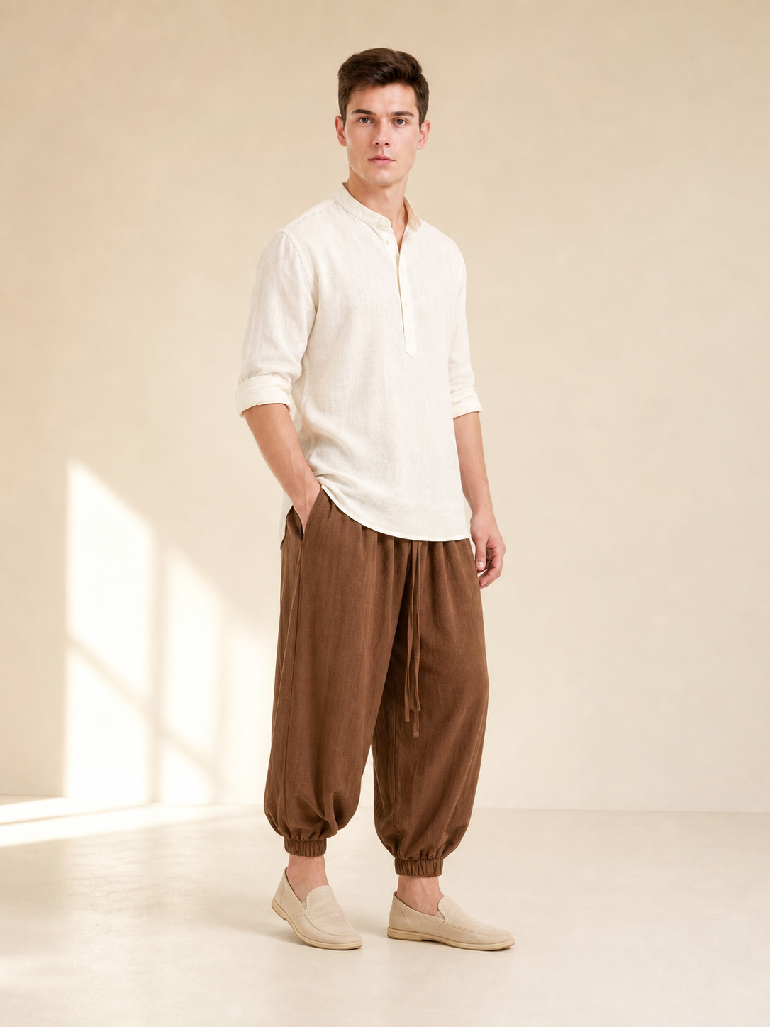 Men's brown cropped jogger pants