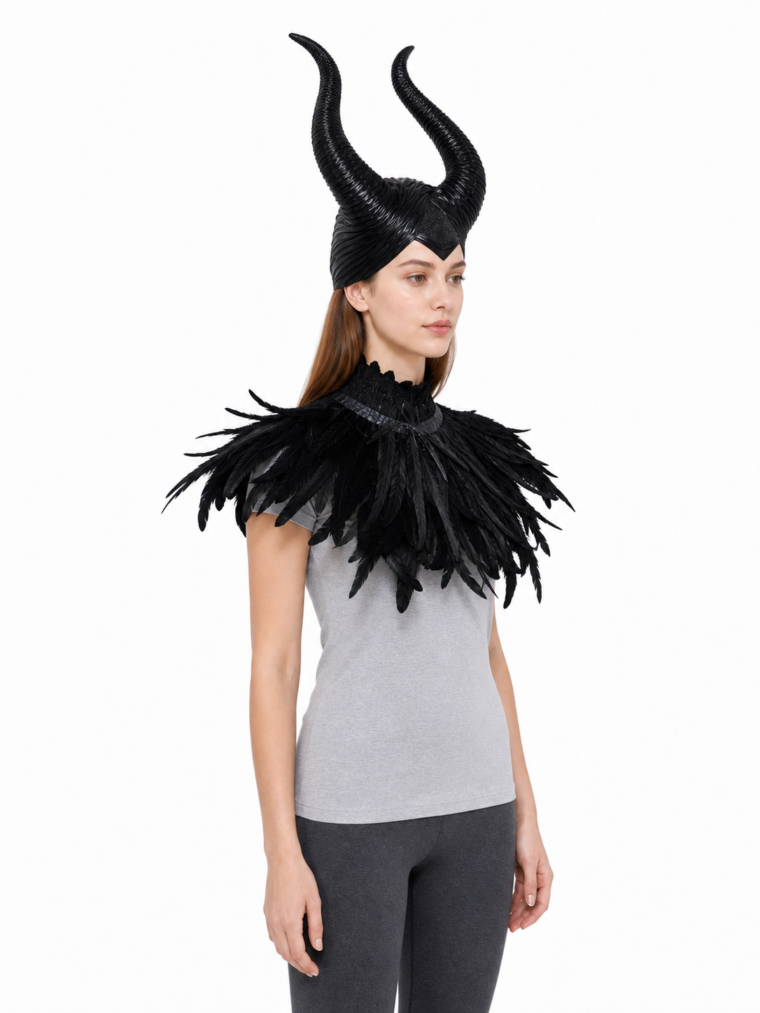 Carnival Headpiece with Black Horns side view