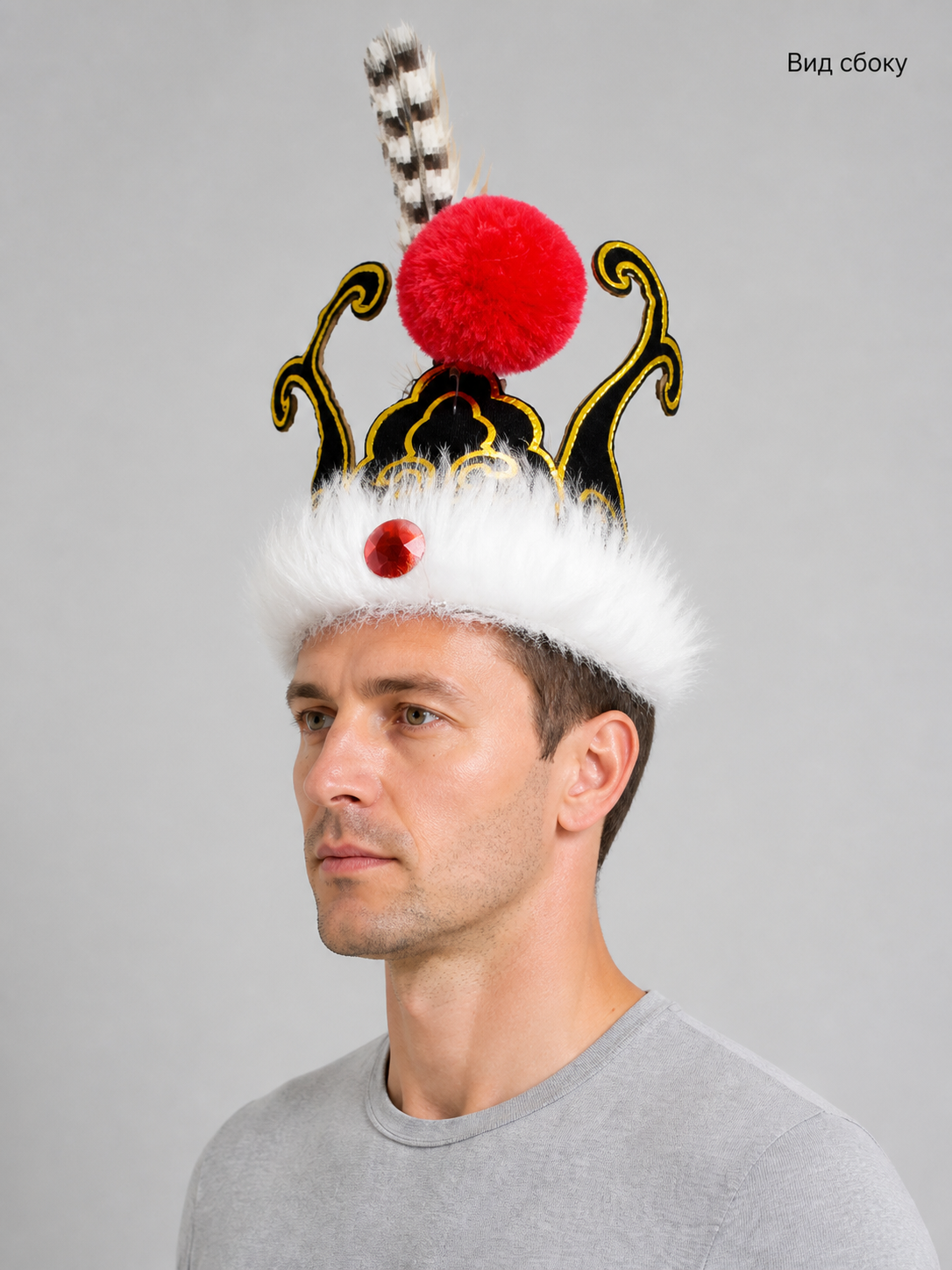 Black and Gold Carnival Headpiece for Cosplay side view
