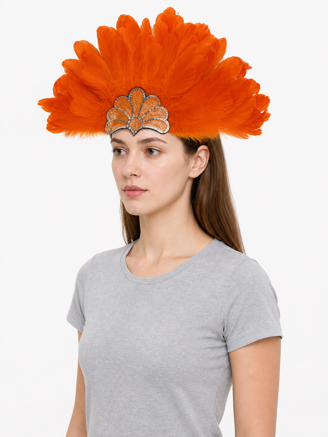 Carnival Headpiece with Orange Feathers
