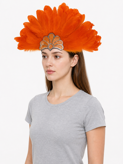 Carnival Headpiece with Orange Feathers