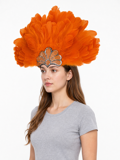 Carnival Headpiece with Orange Feathers