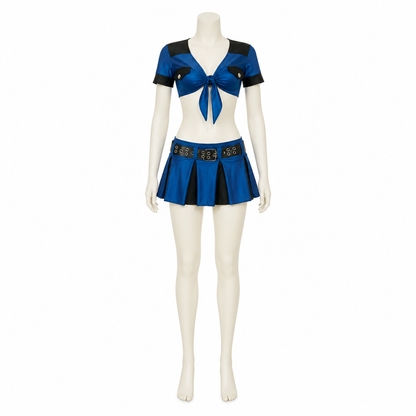 Short Police Costume with Skirt, Blue and Black side view