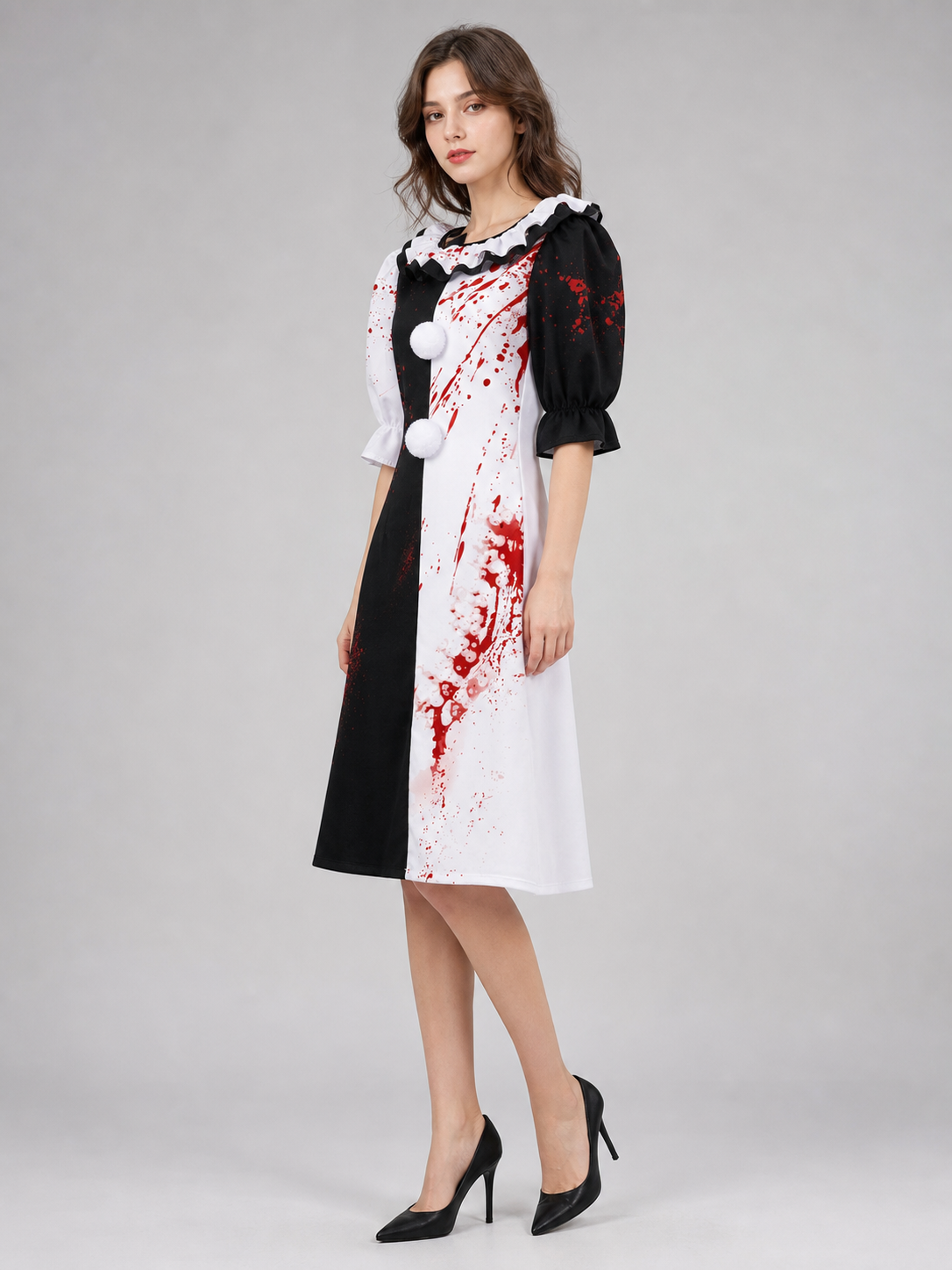 Clown Costume Dress for Halloween with Blood Print
