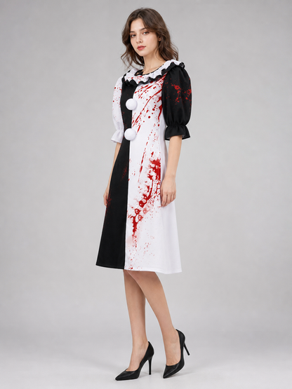 Clown Costume Dress for Halloween with Blood Print