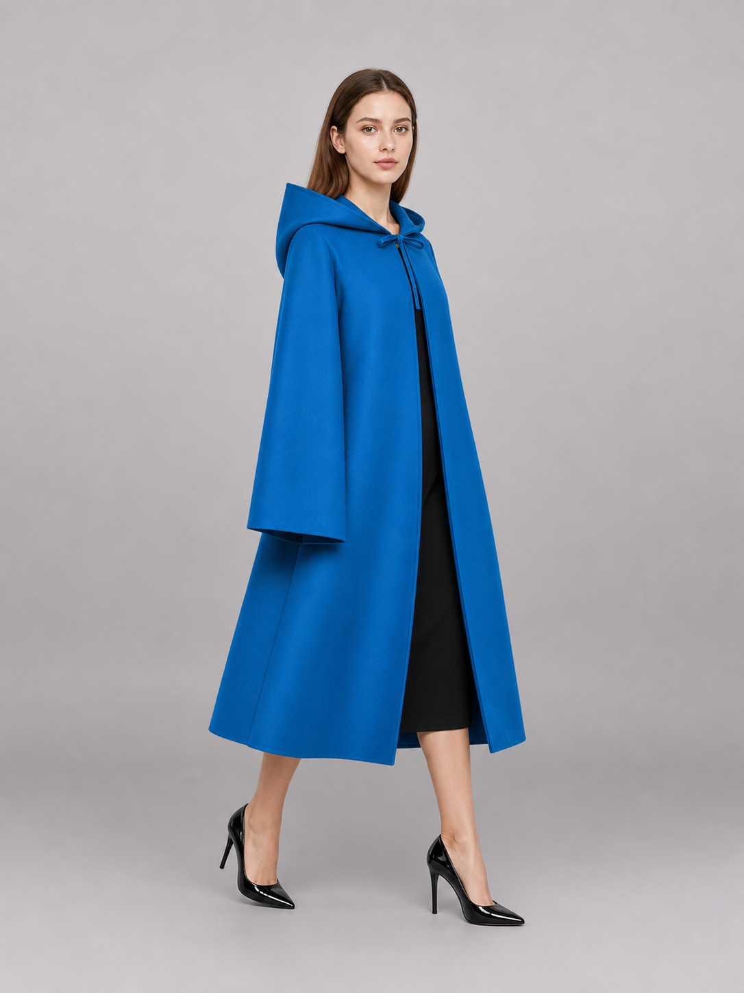 Blue Carnival Cloak with Hood and Zipper
