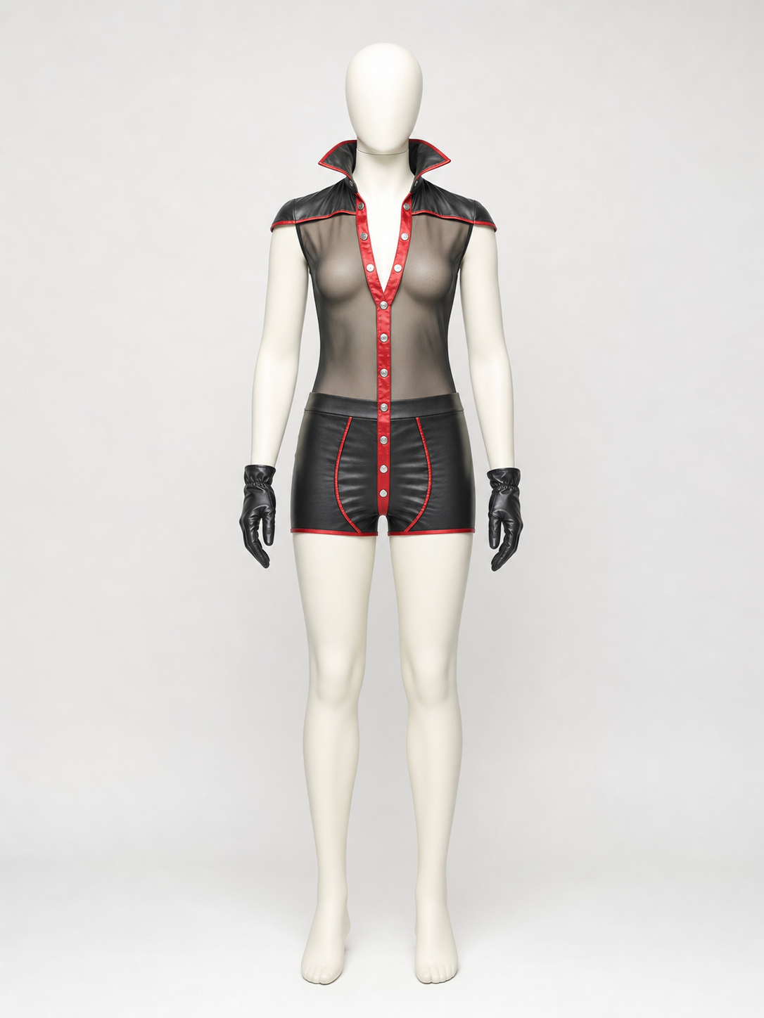 Vampire Costume with Red Trim and Silver Buttons