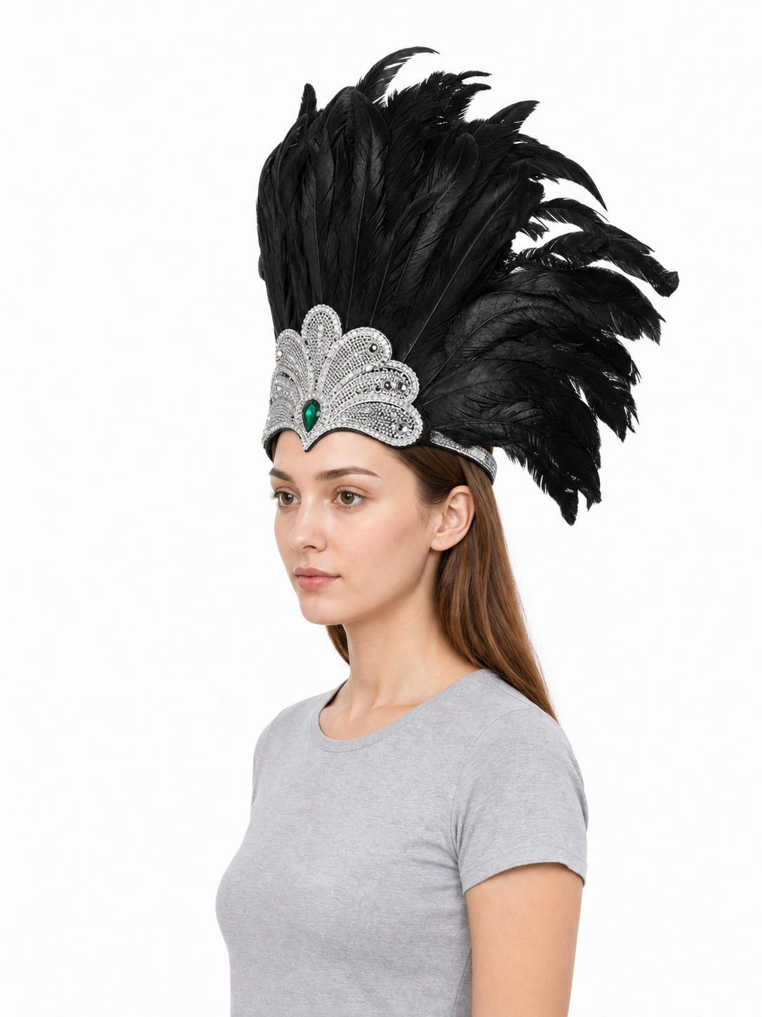 Feather and Bead Headpiece for Masquerade