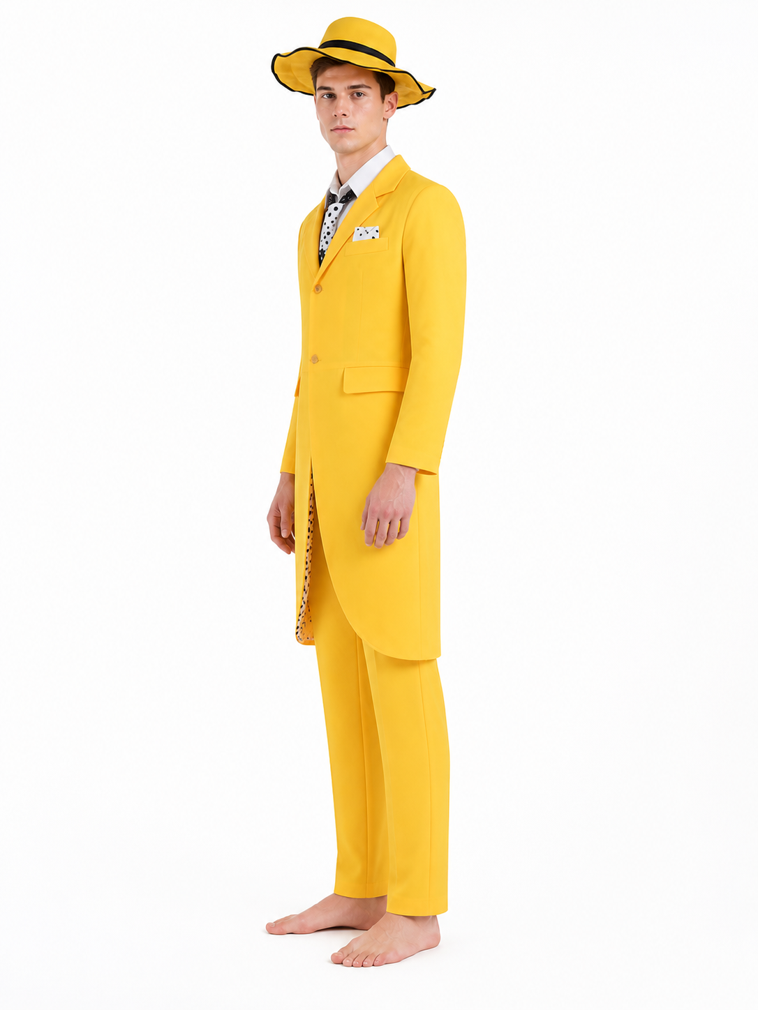 Yellow Cosplay Costume with Long Jacket and Hat side view