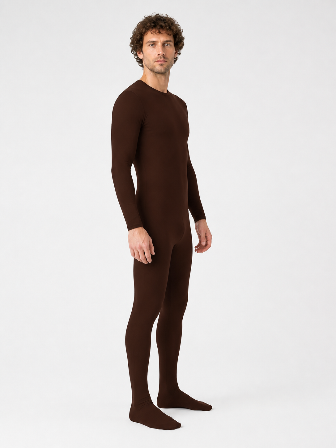 Zentai jumpsuit with covered feet and long sleeves side view