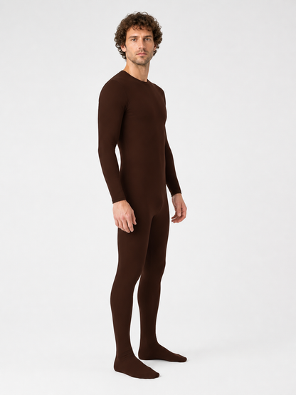 Zentai jumpsuit with covered feet and long sleeves side view