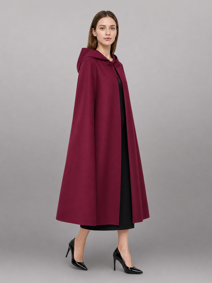 Maroon Medieval Hooded Carnival Cloak