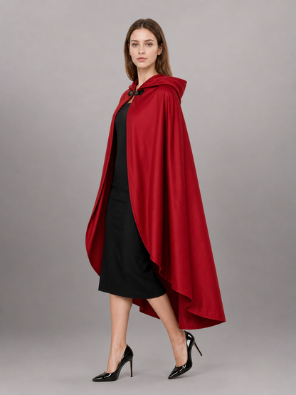 Red medieval carnival cloak with hood