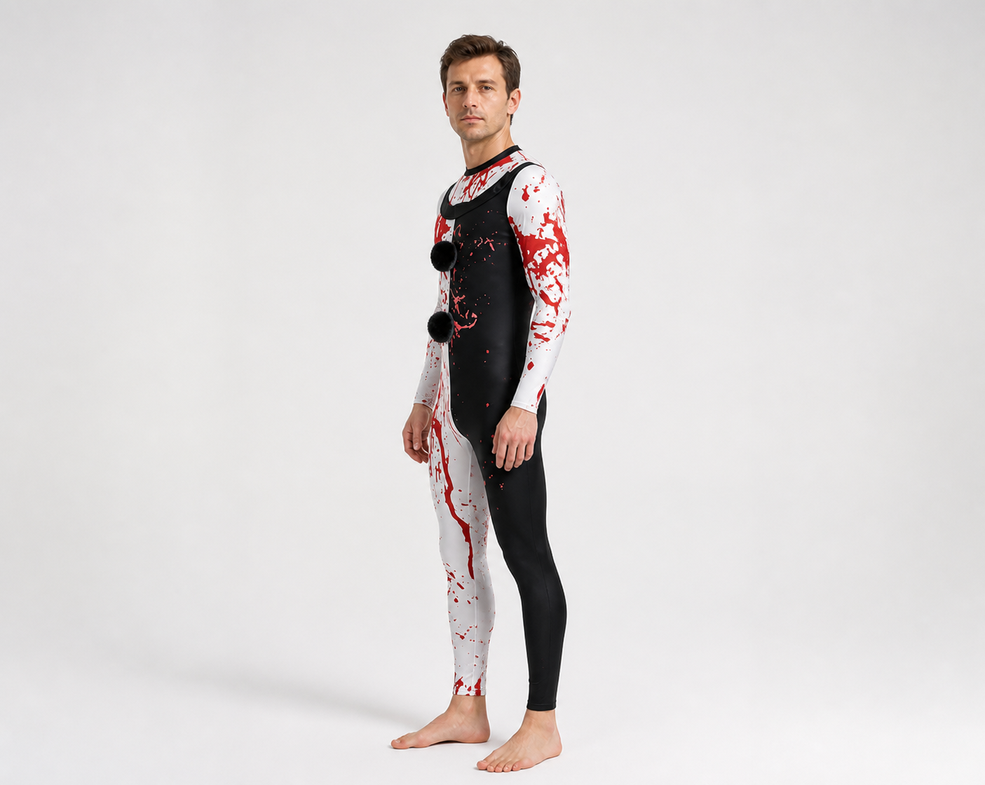 Black and White Bloody Clown Jumpsuit for Halloween