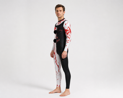 Black and White Bloody Clown Jumpsuit for Halloween