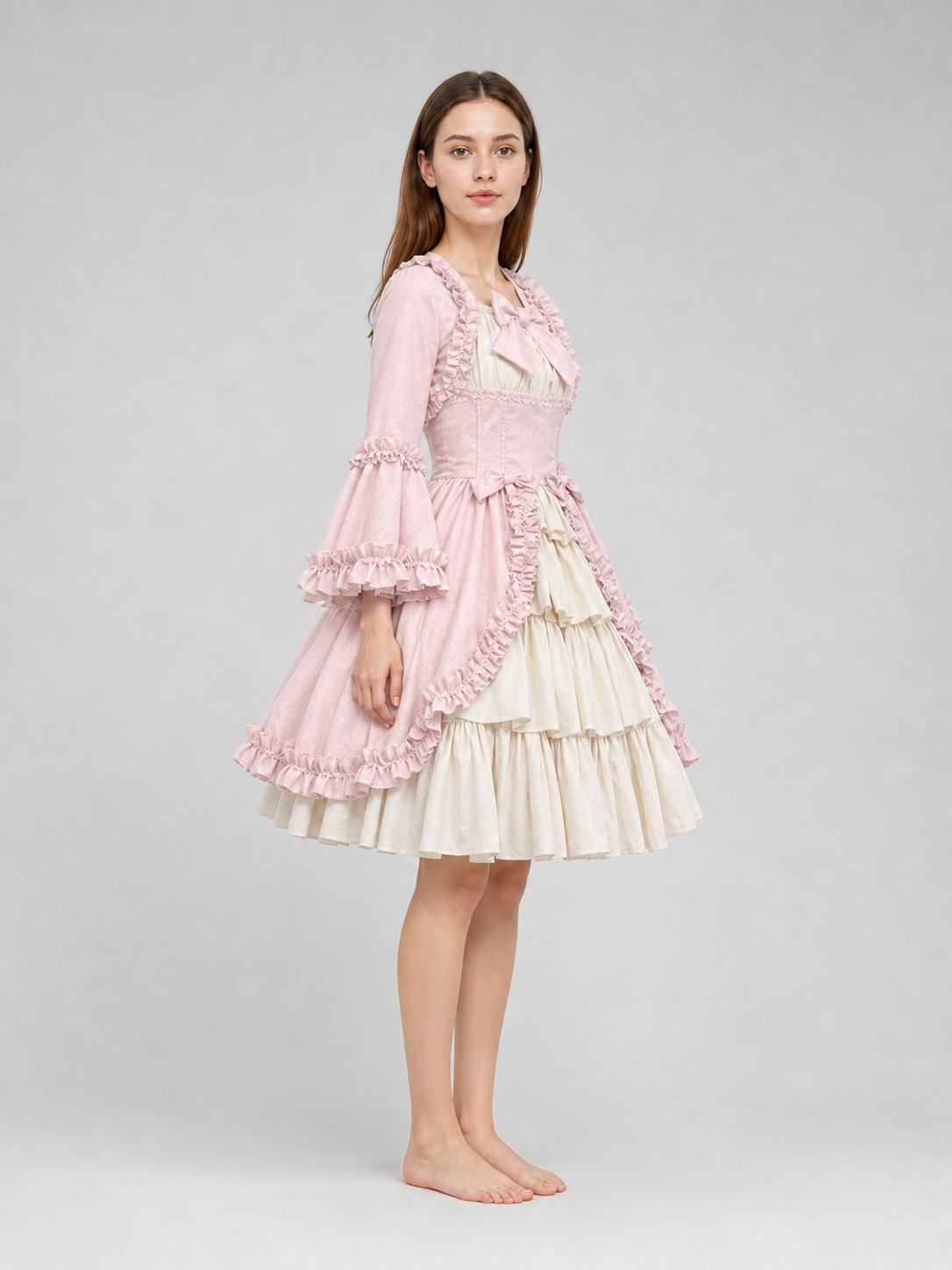 Rococo-Style Costume Dress with Ruffles and Bow