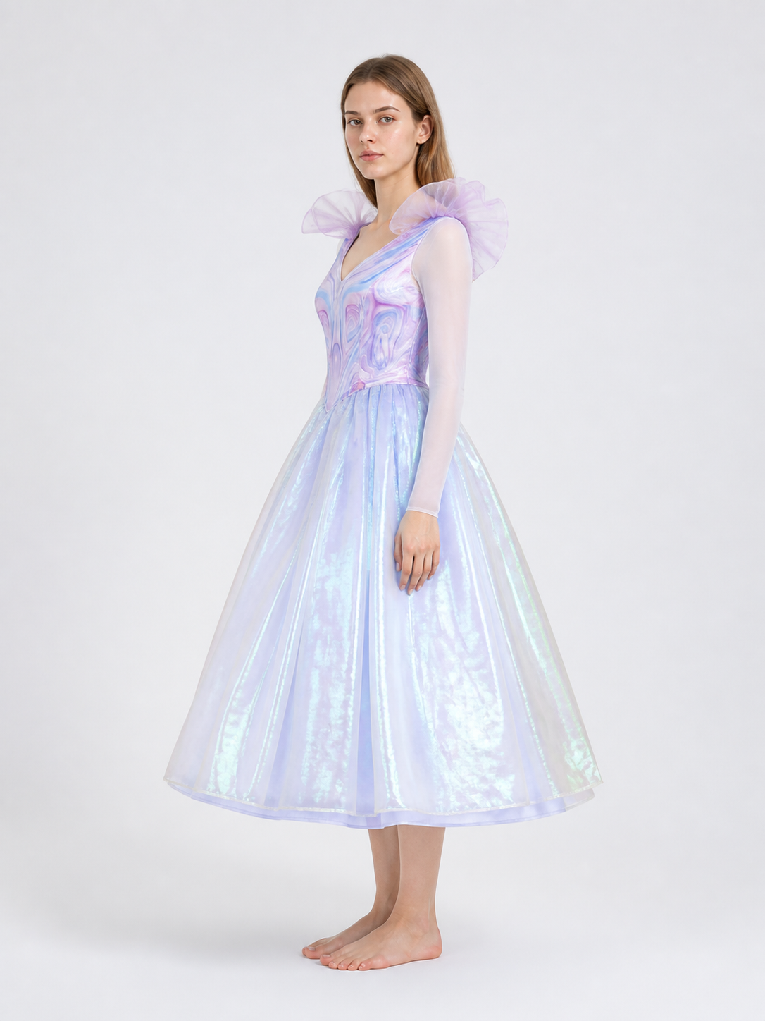 Light Purple Cosplay Dress with Full Skirt for Glinda side view