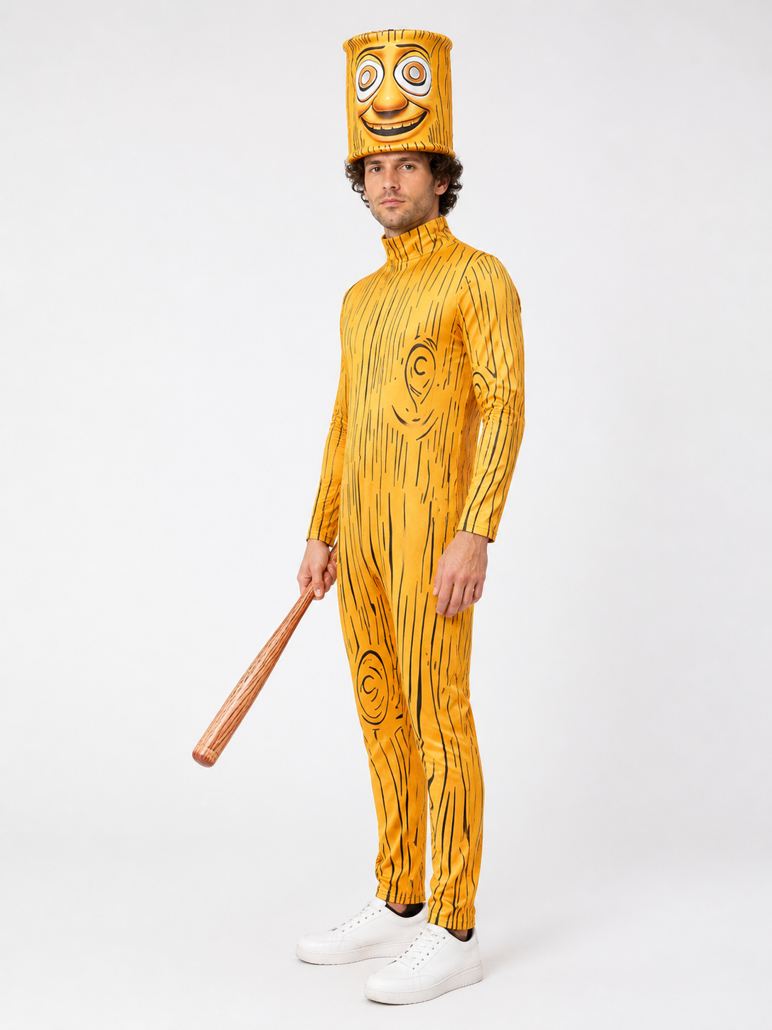 Stickman Jumpsuit with Mask Head and Stick side view