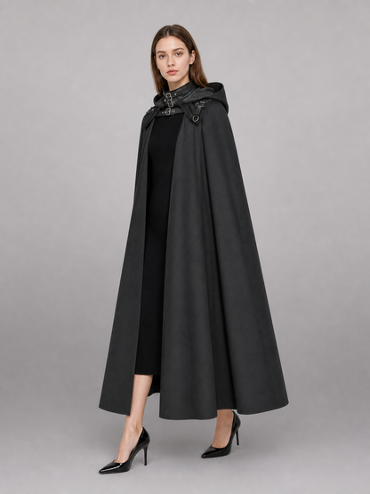 Black Gothic Carnival Cloak with Hood