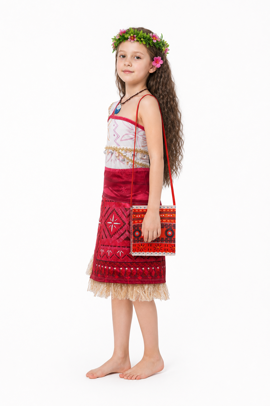 Moana Children's Carnival Costume with Ethnic Print side view