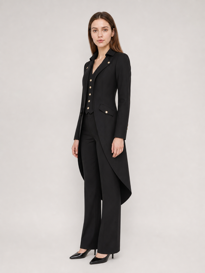 Black Long-Tail Steampunk Frock Coat
