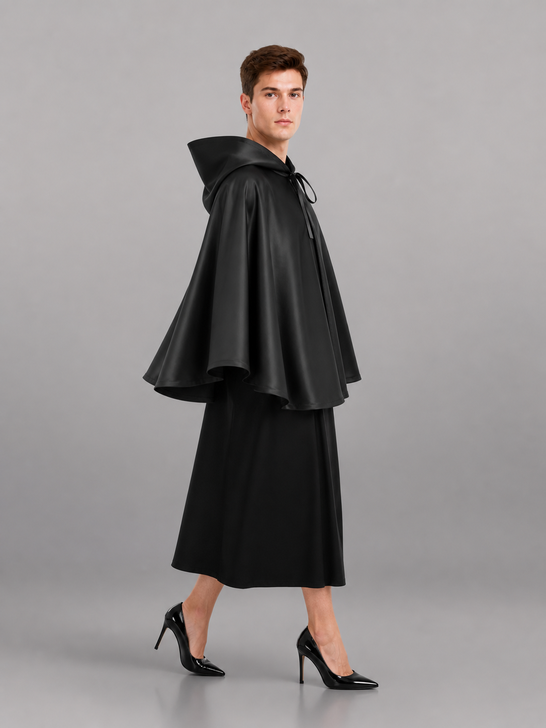 Black Hooded Carnival Cloak for Cosplay