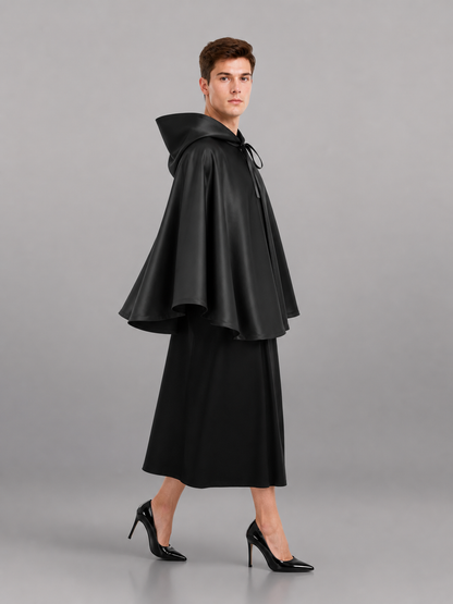 Black Hooded Carnival Cloak for Cosplay