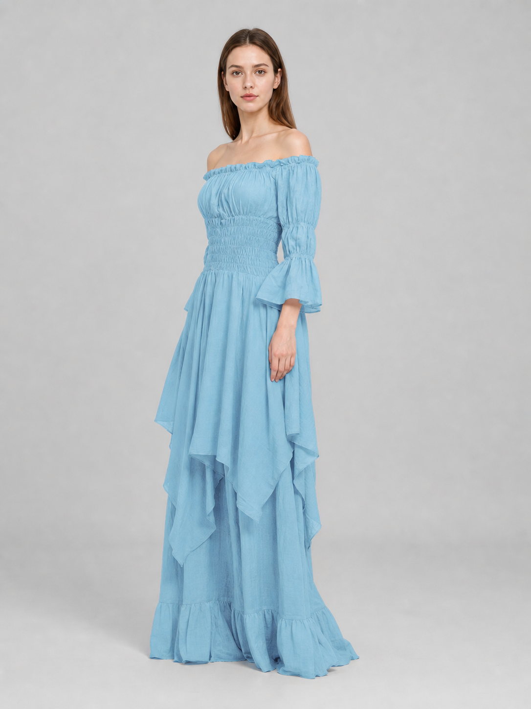 Off-the-Shoulder Dress with Long Sleeves