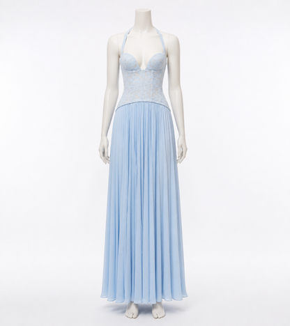Spaghetti-Strap Dress with a Corset-Style Bodice side view