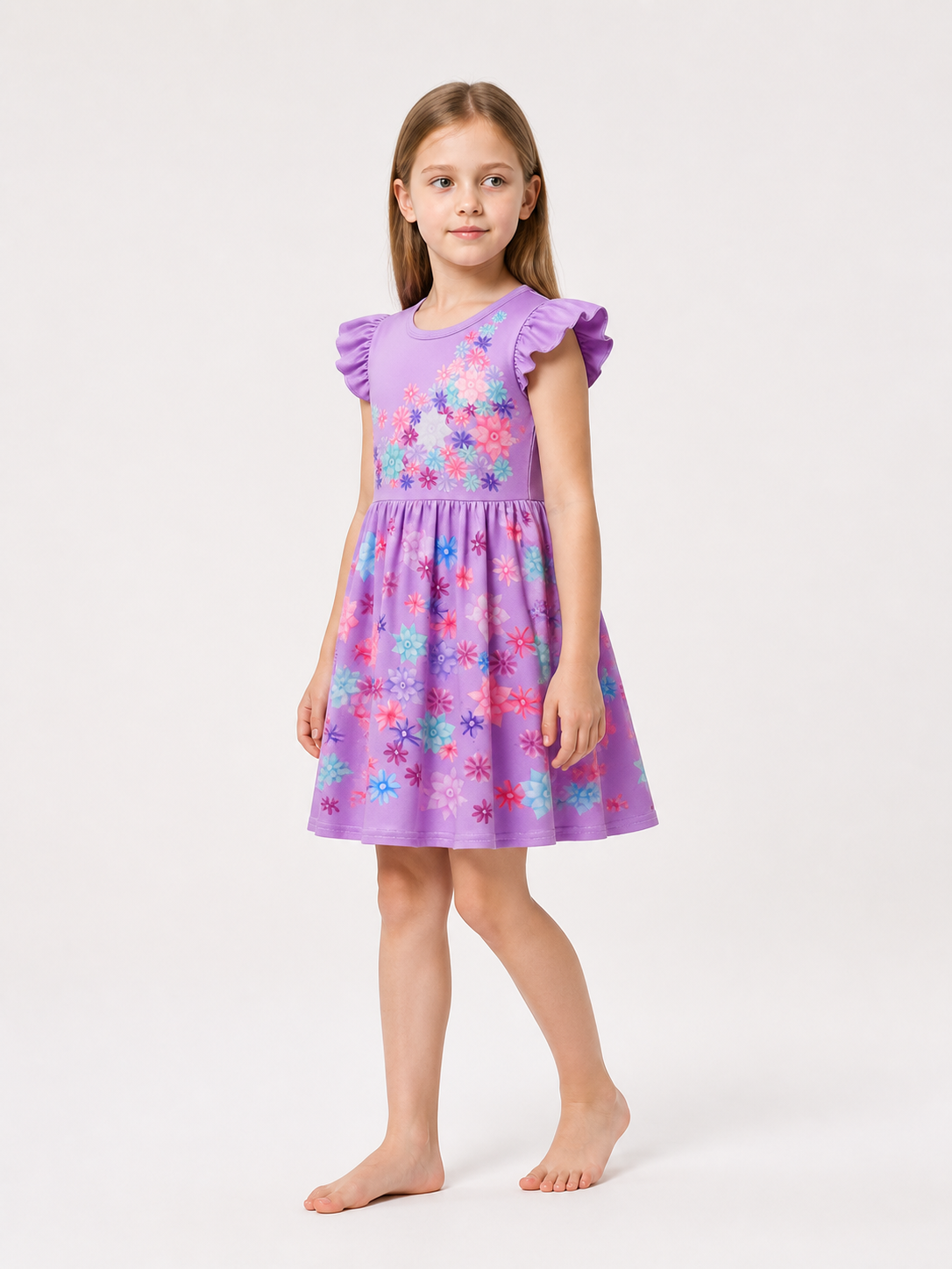 Purple Floral Carnival Dress for Cosplay side view