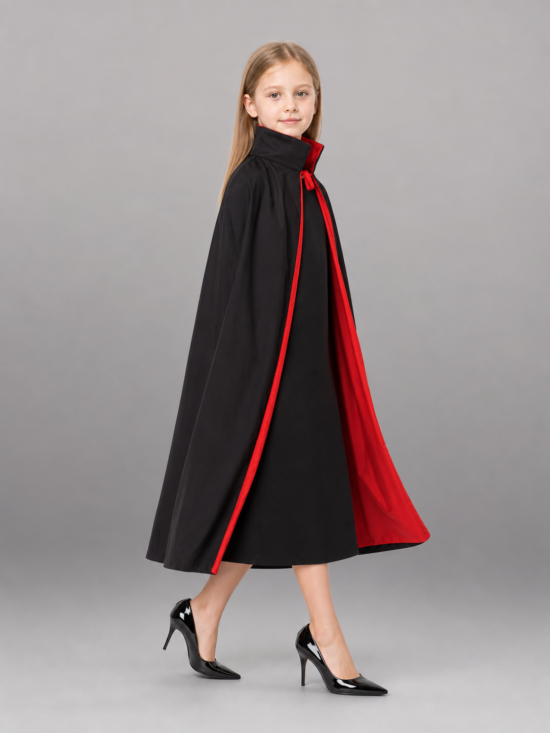 Long Black and Red Gothic Carnival Cloak