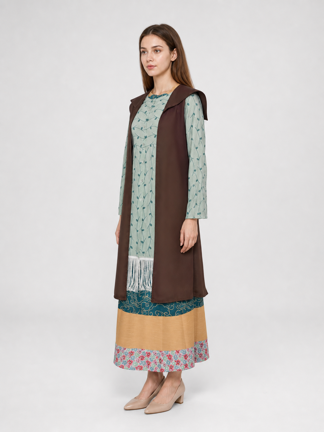 Sybill Trelawney Cosplay Costume, Fringed Dress