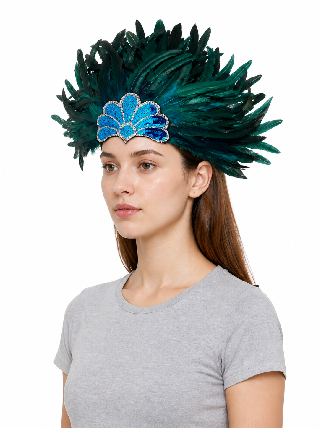 Carnival Headpiece with Blue Feathers