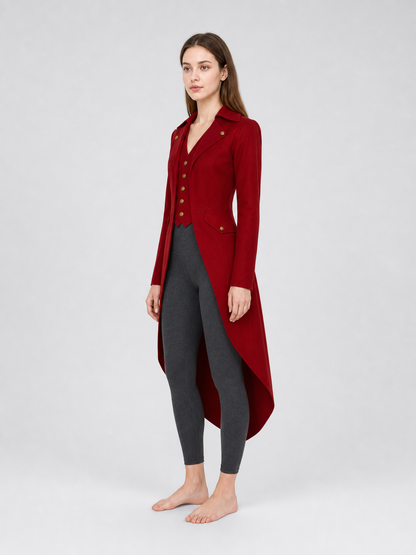 Long Burgundy Tailcoat in Vintage Style