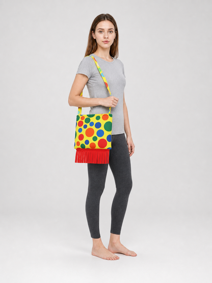 Shoulder Bag with Fringe in Clown Style