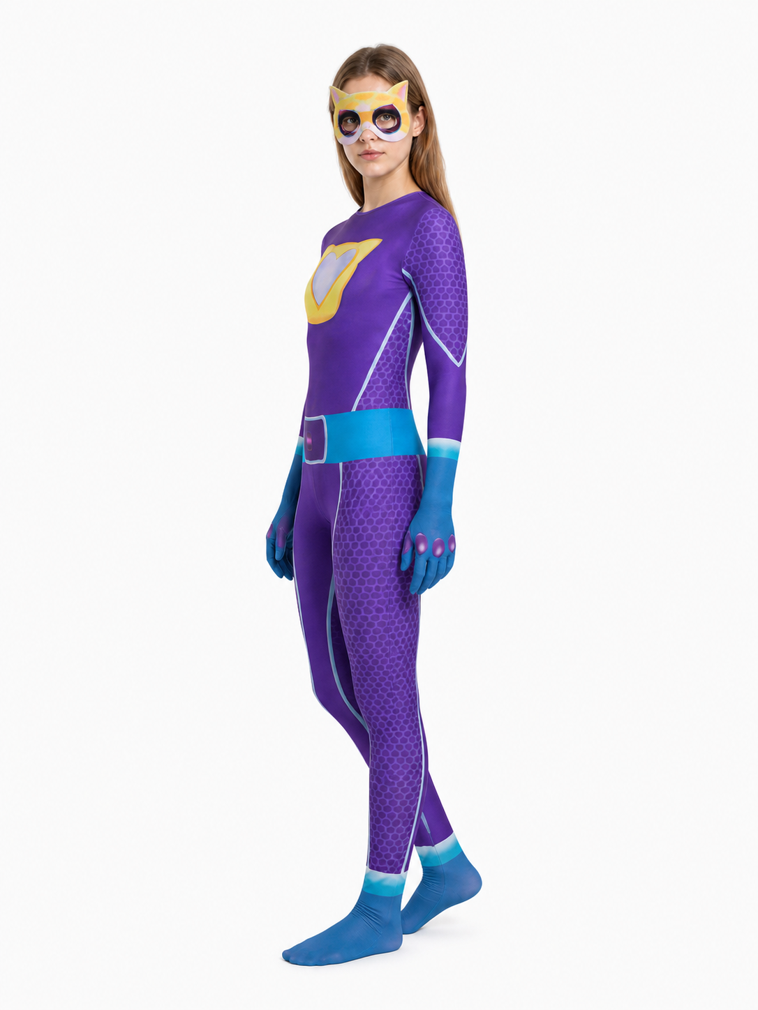 SuperKitties Carnival Costume, One-Piece with Mask side view