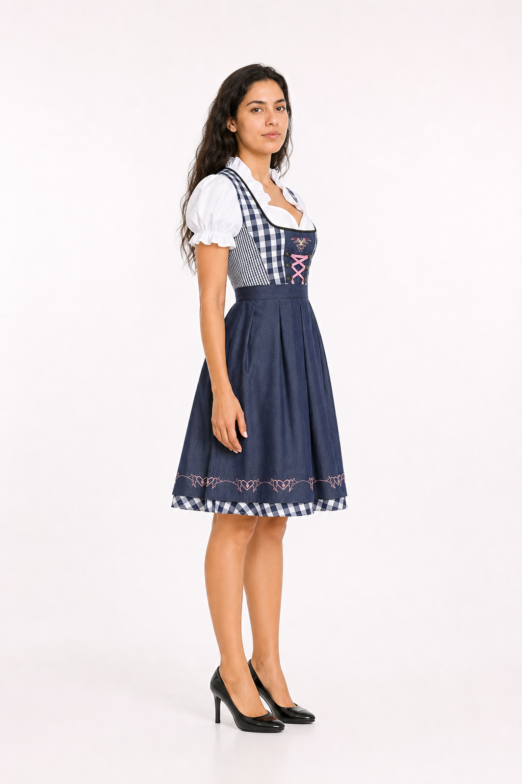 Bavarian-Style Dress with Corset and Puff Sleeves side view