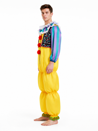 IT Clown Costume with Vest, Ruffled Collar, and Puffy Pants side view