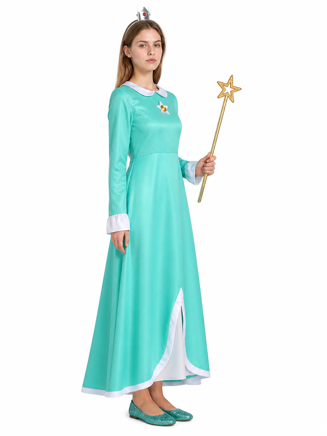 Rosalina Long-Sleeve Dress with Brooch