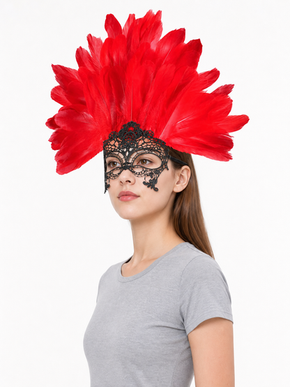 Carnival Headpiece with Red Feathers